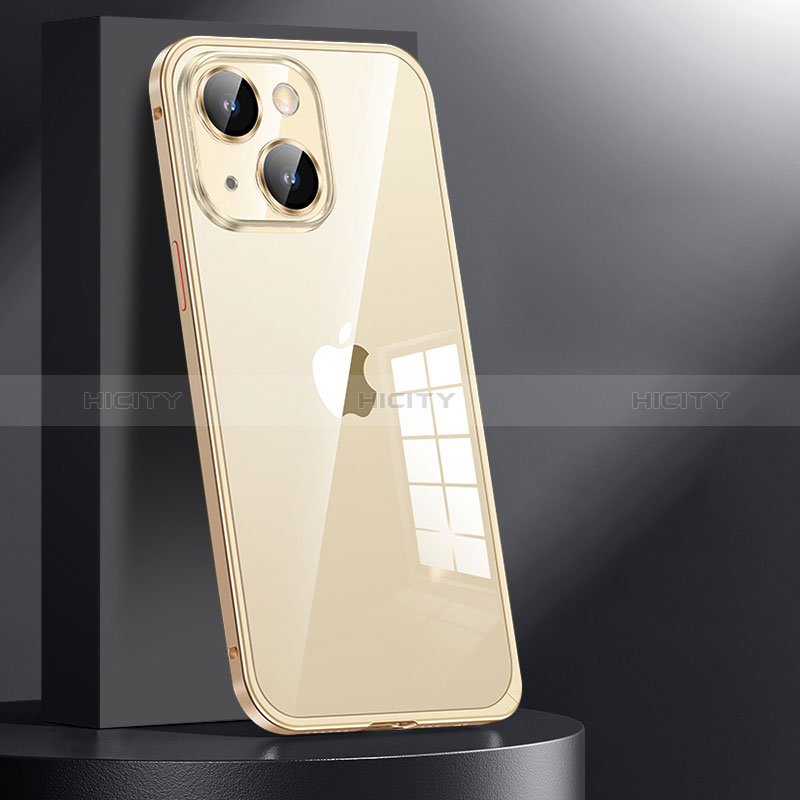 Schutzhülle Luxus Metall Rahmen und Kunststoff Schutzhülle Tasche JL1 für Apple iPhone 13 Gold Plus