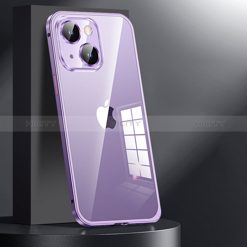 Schutzhülle Luxus Metall Rahmen und Kunststoff Schutzhülle Tasche JL1 für Apple iPhone 13 Violett