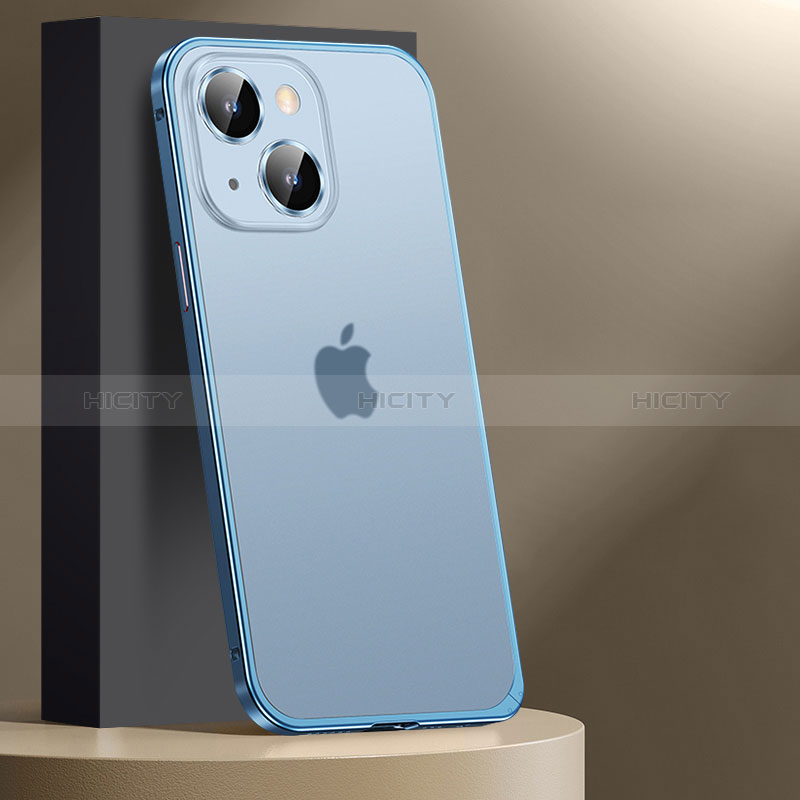 Schutzhülle Luxus Metall Rahmen und Kunststoff Schutzhülle Tasche JL2 für Apple iPhone 13 Blau Plus