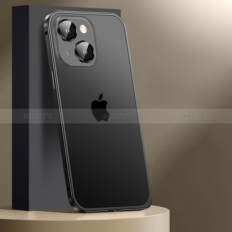 Schutzhülle Luxus Metall Rahmen und Kunststoff Schutzhülle Tasche JL2 für Apple iPhone 13 Schwarz