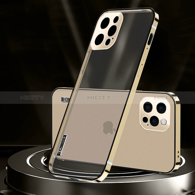 Schutzhülle Luxus Metall Rahmen und Kunststoff Schutzhülle Tasche JL3 für Apple iPhone 13 Pro Max Gold Plus