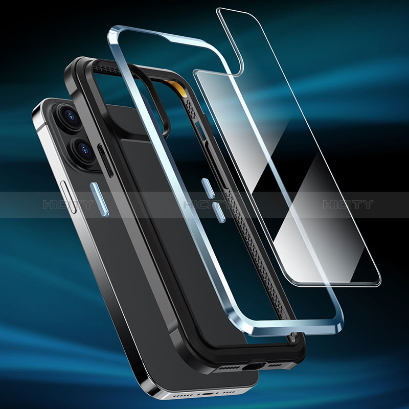 Schutzhülle Luxus Metall Rahmen und Kunststoff Schutzhülle Tasche LF6 für Apple iPhone 14 Pro groß