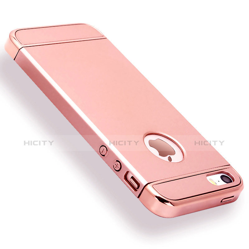 Schutzhülle Luxus Metall Rahmen und Kunststoff Schutzhülle Tasche M01 für Apple iPhone 5 Rosegold