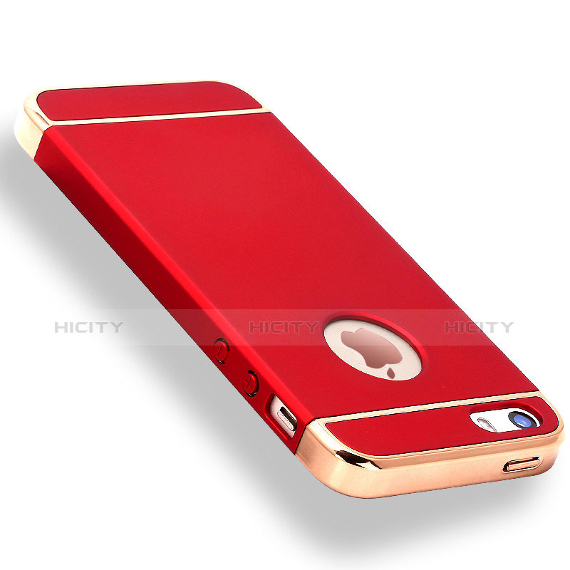 Schutzhülle Luxus Metall Rahmen und Kunststoff Schutzhülle Tasche M01 für Apple iPhone 5 Rot