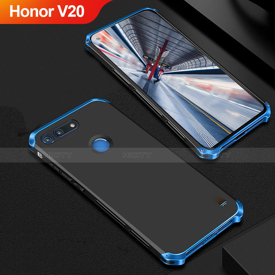 Schutzhülle Luxus Metall Rahmen und Kunststoff Schutzhülle Tasche M01 für Huawei Honor V20 Blau und Schwarz