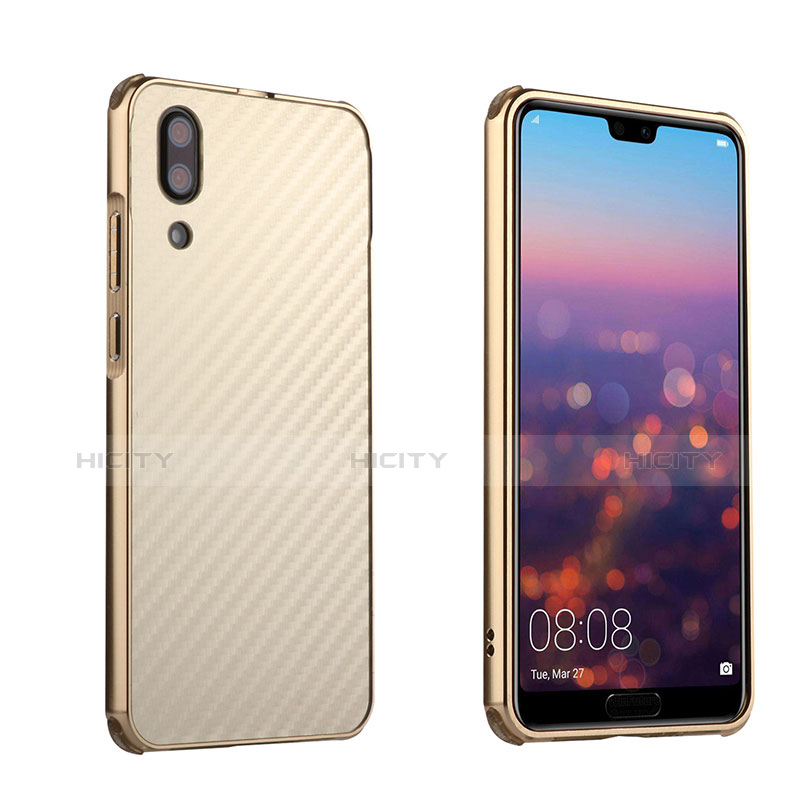 Schutzhülle Luxus Metall Rahmen und Kunststoff Schutzhülle Tasche M01 für Huawei P20 Gold