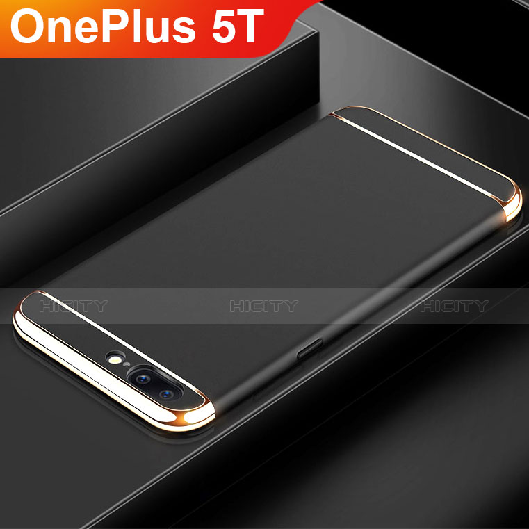 Schutzhülle Luxus Metall Rahmen und Kunststoff Schutzhülle Tasche M01 für OnePlus 5T A5010 Schwarz