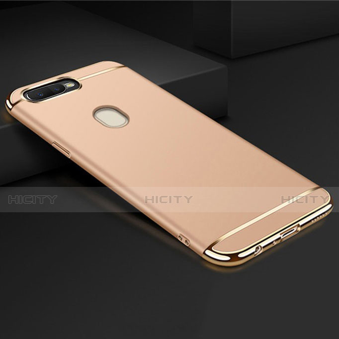 Schutzhülle Luxus Metall Rahmen und Kunststoff Schutzhülle Tasche M01 für Oppo A7 Gold