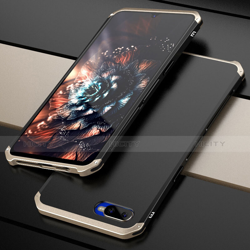 Schutzhülle Luxus Metall Rahmen und Kunststoff Schutzhülle Tasche M01 für Oppo K1 Gold und Schwarz