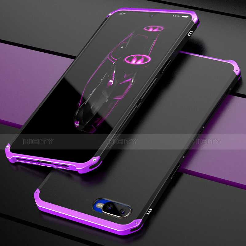 Schutzhülle Luxus Metall Rahmen und Kunststoff Schutzhülle Tasche M01 für Oppo K1 Violett