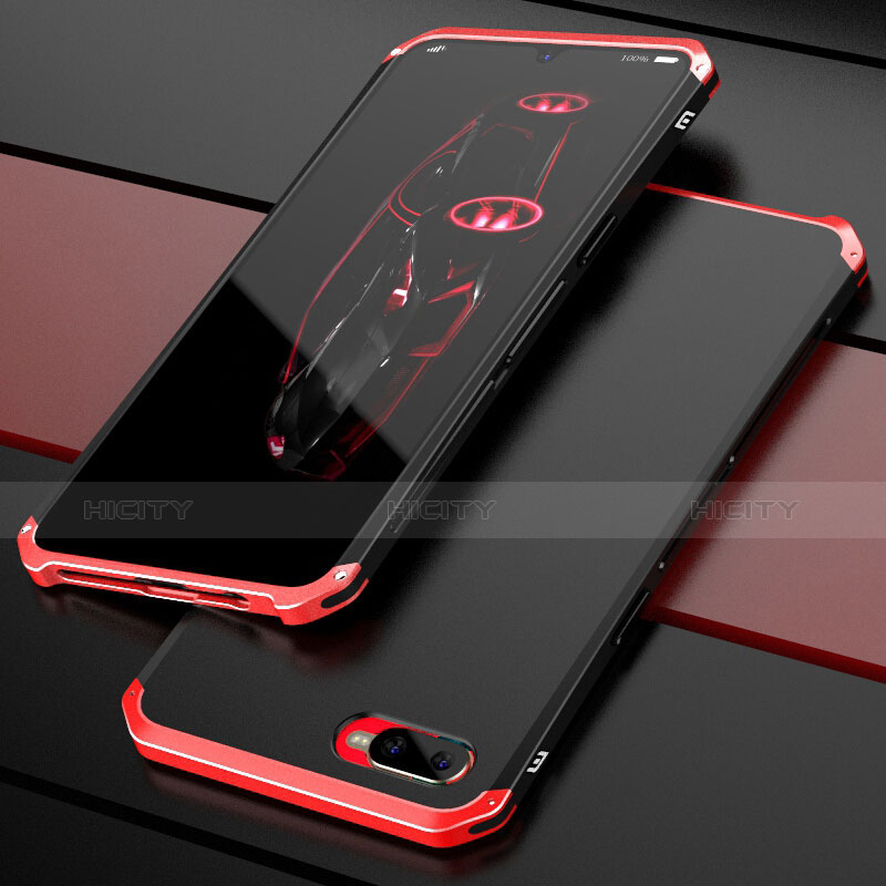 Schutzhülle Luxus Metall Rahmen und Kunststoff Schutzhülle Tasche M01 für Oppo R17 Neo Rot und Schwarz