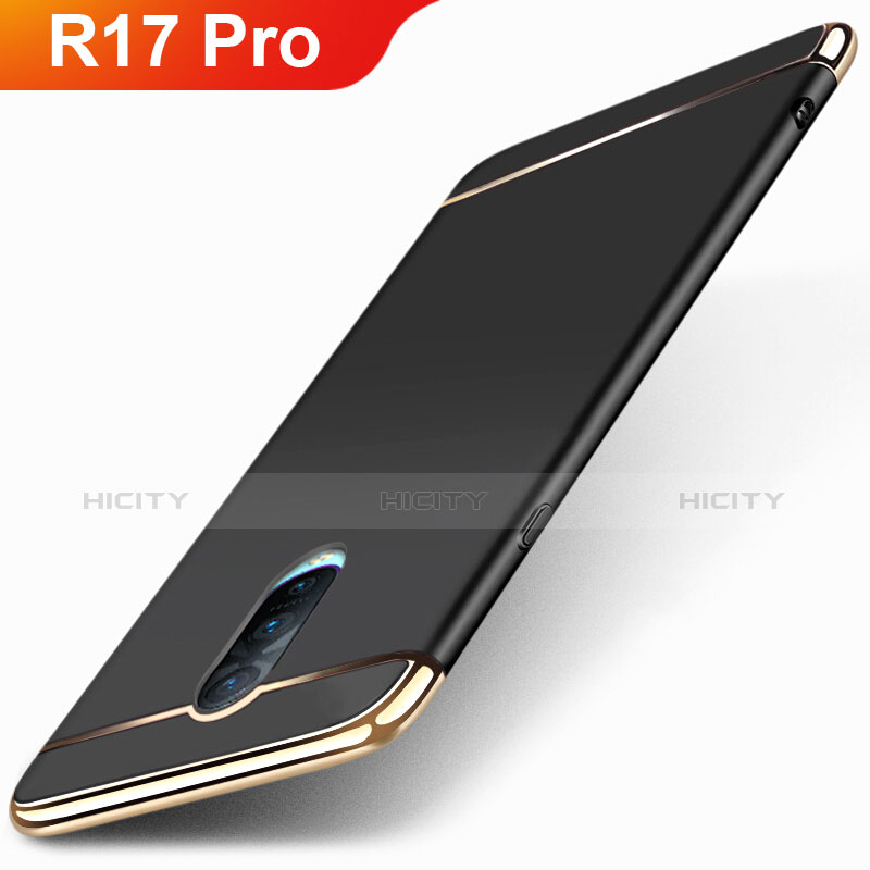 Schutzhülle Luxus Metall Rahmen und Kunststoff Schutzhülle Tasche M01 für Oppo R17 Pro Schwarz