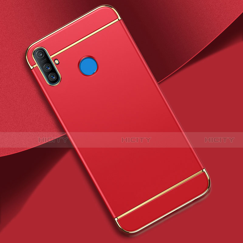 Schutzhülle Luxus Metall Rahmen und Kunststoff Schutzhülle Tasche M01 für Realme C3 Rot