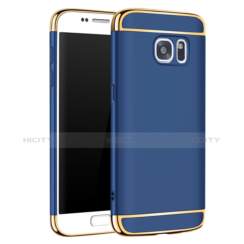 Schutzhülle Luxus Metall Rahmen und Kunststoff Schutzhülle Tasche M01 für Samsung Galaxy S7 G930F G930FD Blau