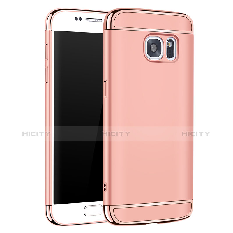 Schutzhülle Luxus Metall Rahmen und Kunststoff Schutzhülle Tasche M01 für Samsung Galaxy S7 G930F G930FD Rosegold Plus