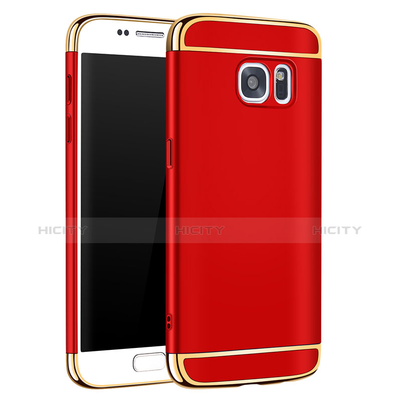 Schutzhülle Luxus Metall Rahmen und Kunststoff Schutzhülle Tasche M01 für Samsung Galaxy S7 G930F G930FD Rot