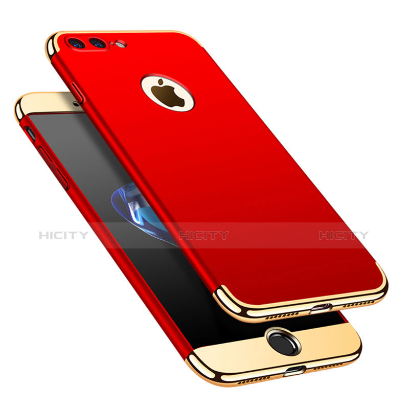 Schutzhülle Luxus Metall Rahmen und Kunststoff Schutzhülle Tasche M02 für Apple iPhone 8 Plus Rot Plus