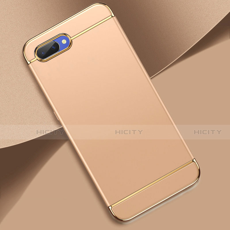 Schutzhülle Luxus Metall Rahmen und Kunststoff Schutzhülle Tasche M02 für Oppo A12e Gold