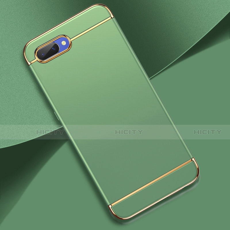 Schutzhülle Luxus Metall Rahmen und Kunststoff Schutzhülle Tasche M02 für Oppo A12e Minzgrün