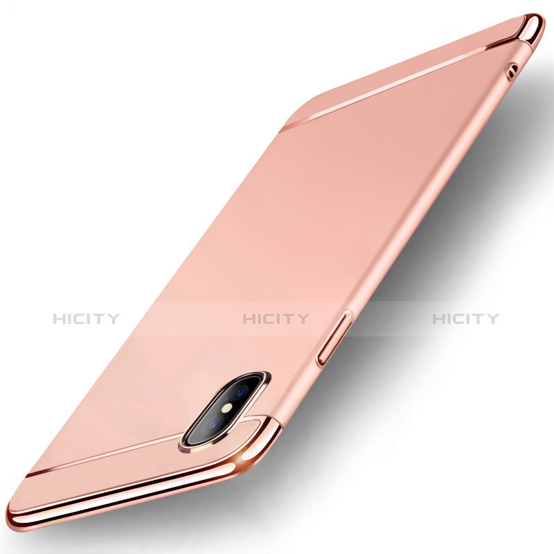 Schutzhülle Luxus Metall Rahmen und Kunststoff Schutzhülle Tasche M05 für Apple iPhone X Rosegold