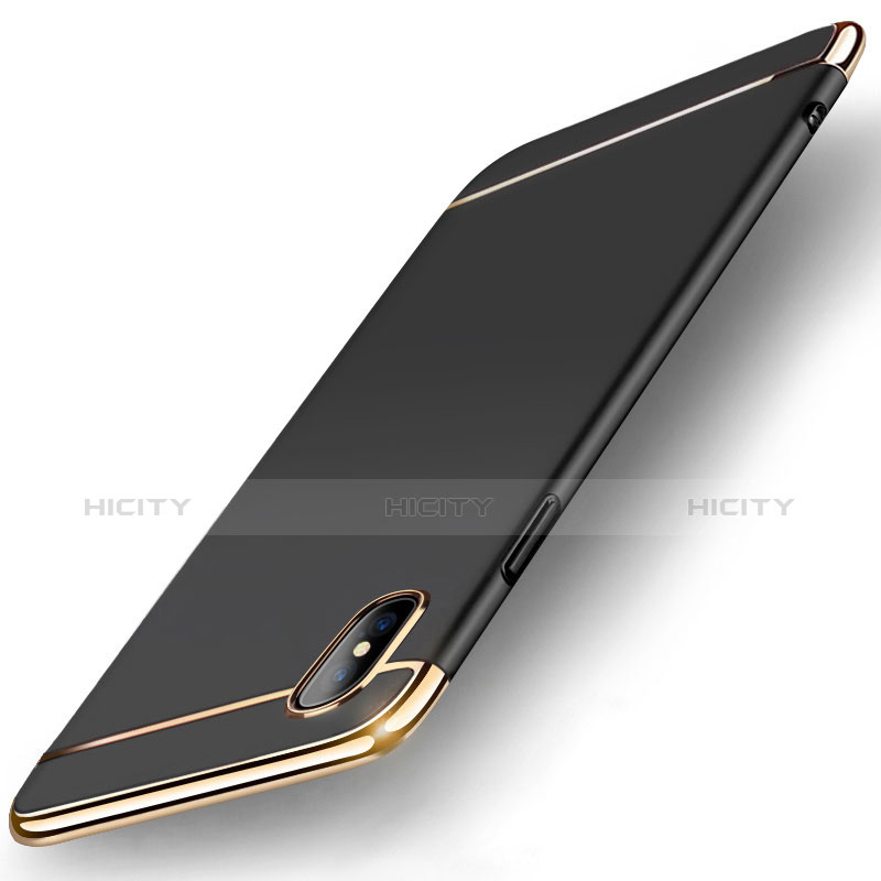 Schutzhülle Luxus Metall Rahmen und Kunststoff Schutzhülle Tasche M05 für Apple iPhone X Schwarz