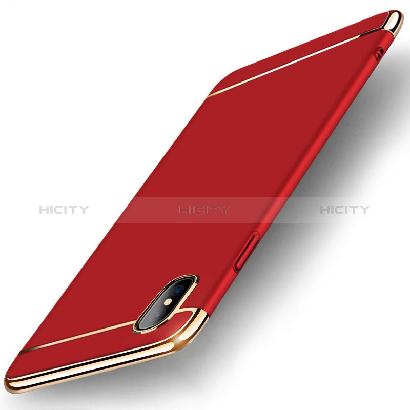 Schutzhülle Luxus Metall Rahmen und Kunststoff Schutzhülle Tasche M05 für Apple iPhone Xs Max Rot