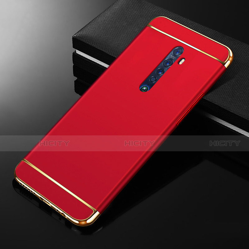 Schutzhülle Luxus Metall Rahmen und Kunststoff Schutzhülle Tasche M05 für Oppo Reno2 Rot