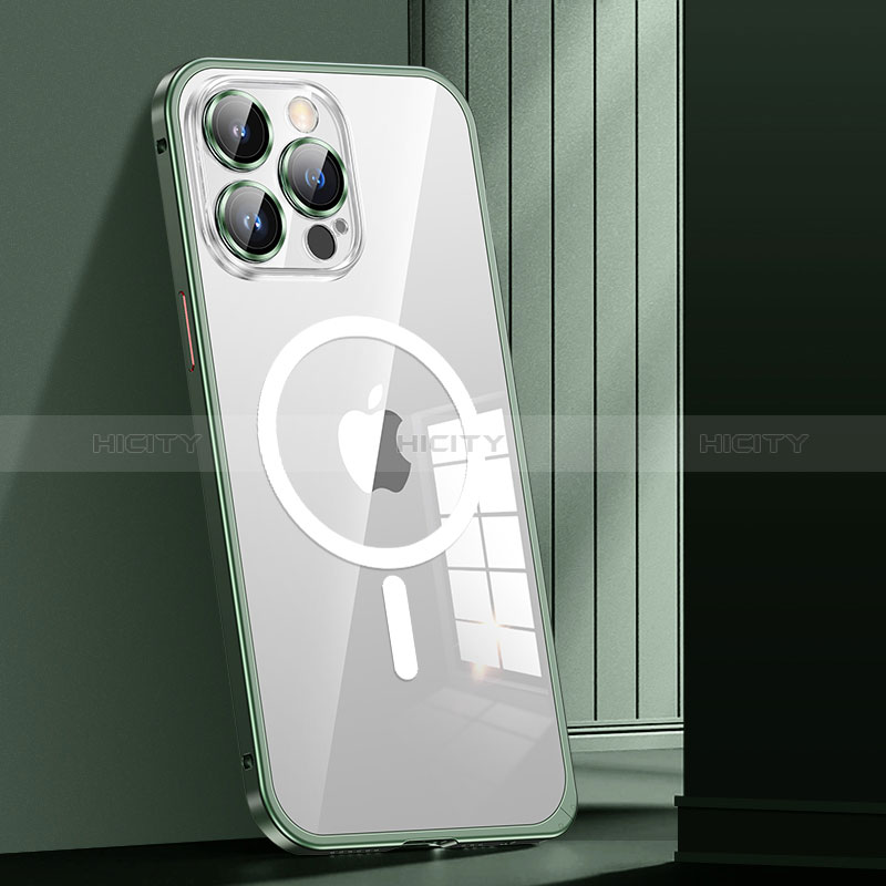 Schutzhülle Luxus Metall Rahmen und Kunststoff Schutzhülle Tasche mit Mag-Safe Magnetic Magnetisch JL1 für Apple iPhone 13 Pro Max