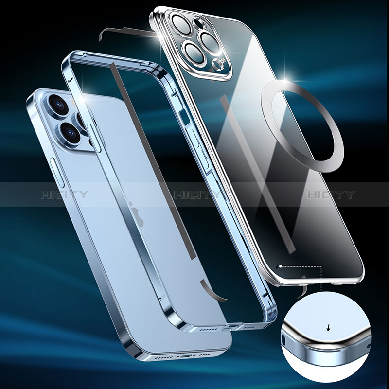 Schutzhülle Luxus Metall Rahmen und Kunststoff Schutzhülle Tasche mit Mag-Safe Magnetic Magnetisch LF5 für Apple iPhone 13 Pro