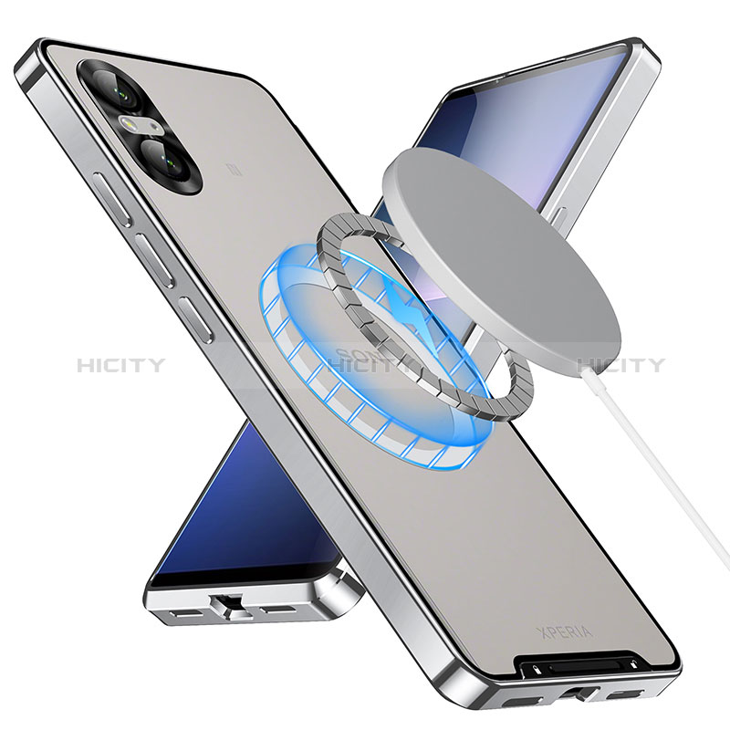 Schutzhülle Luxus Metall Rahmen und Kunststoff Schutzhülle Tasche mit Mag-Safe Magnetic Magnetisch LK2 für Sony Xperia 5 V groß
