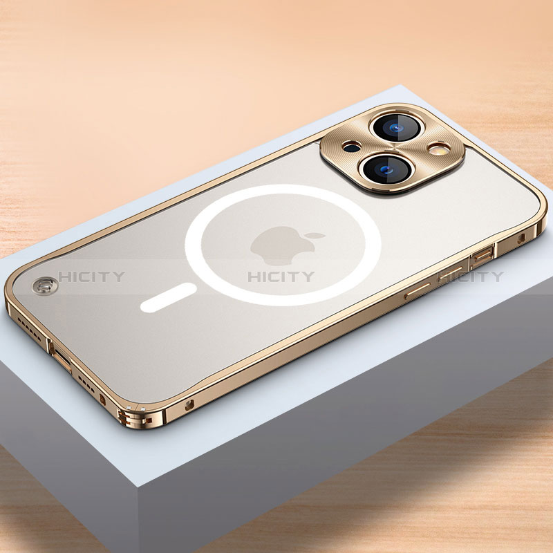 Schutzhülle Luxus Metall Rahmen und Kunststoff Schutzhülle Tasche mit Mag-Safe Magnetic Magnetisch QC1 für Apple iPhone 13