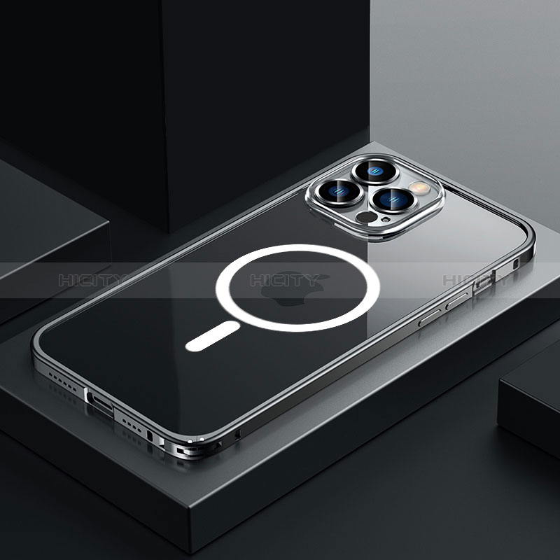 Schutzhülle Luxus Metall Rahmen und Kunststoff Schutzhülle Tasche mit Mag-Safe Magnetic Magnetisch QC3 für Apple iPhone 13 Pro groß