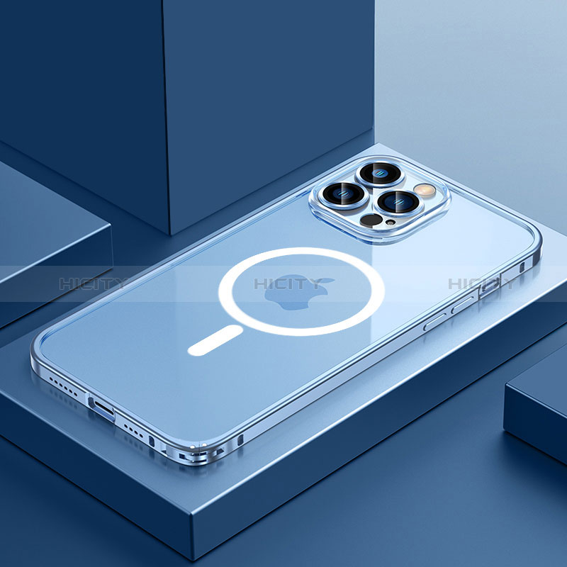 Schutzhülle Luxus Metall Rahmen und Kunststoff Schutzhülle Tasche mit Mag-Safe Magnetic Magnetisch QC3 für Apple iPhone 13 Pro groß
