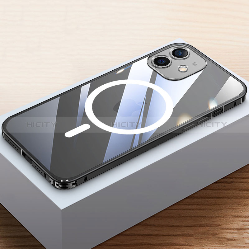 Schutzhülle Luxus Metall Rahmen und Kunststoff Schutzhülle Tasche mit Mag-Safe Magnetic Magnetisch QC4 für Apple iPhone 12 Mini groß