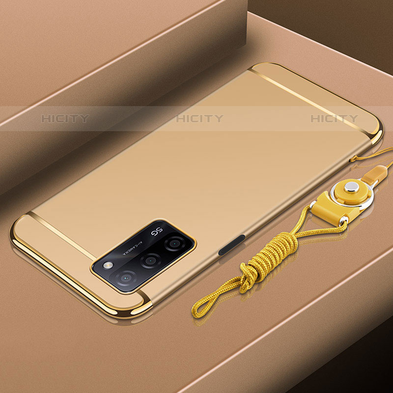 Schutzhülle Luxus Metall Rahmen und Kunststoff Schutzhülle Tasche P01 für Oppo A53s 5G Gold Plus