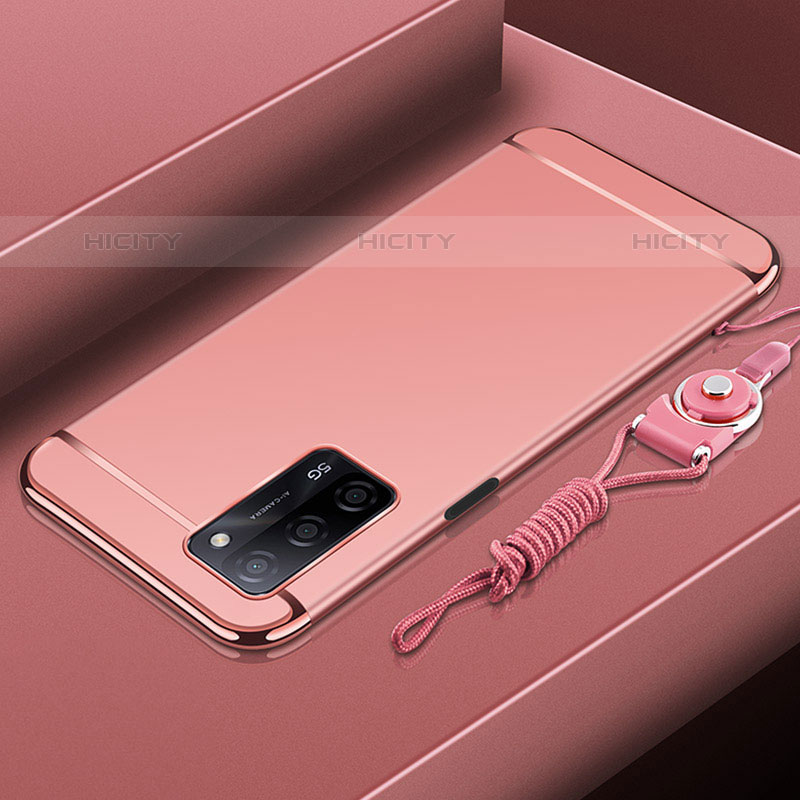 Schutzhülle Luxus Metall Rahmen und Kunststoff Schutzhülle Tasche P01 für Oppo A53s 5G Rosegold