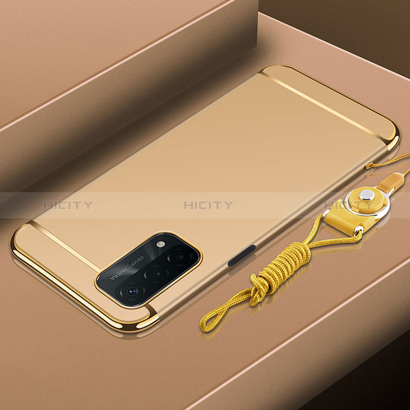 Schutzhülle Luxus Metall Rahmen und Kunststoff Schutzhülle Tasche P01 für Oppo A54 5G Gold