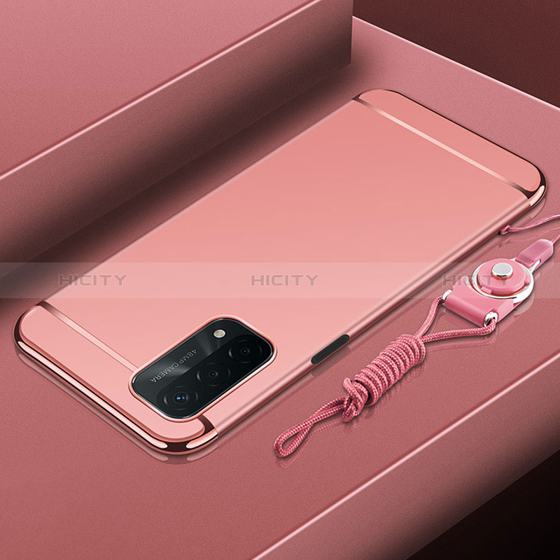 Schutzhülle Luxus Metall Rahmen und Kunststoff Schutzhülle Tasche P01 für Oppo A54 5G Rosegold Plus