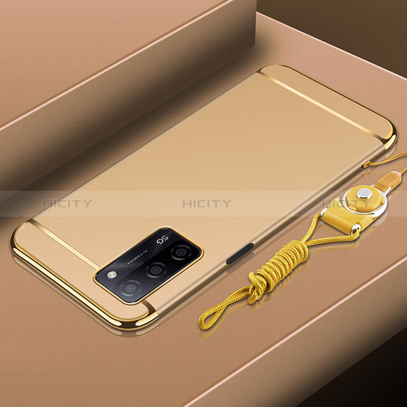 Schutzhülle Luxus Metall Rahmen und Kunststoff Schutzhülle Tasche P01 für Oppo A56 5G Gold Plus