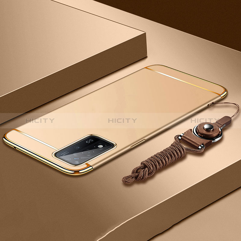 Schutzhülle Luxus Metall Rahmen und Kunststoff Schutzhülle Tasche P01 für Oppo A93s 5G Gold