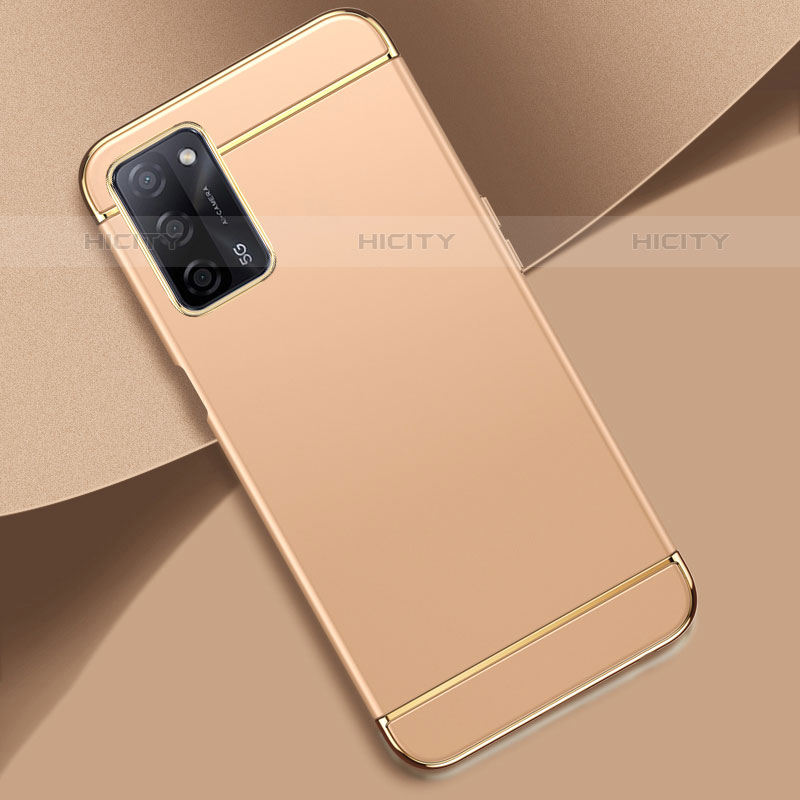 Schutzhülle Luxus Metall Rahmen und Kunststoff Schutzhülle Tasche P02 für Oppo A53s 5G Gold Plus