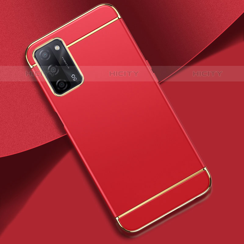 Schutzhülle Luxus Metall Rahmen und Kunststoff Schutzhülle Tasche P02 für Oppo A53s 5G Rot