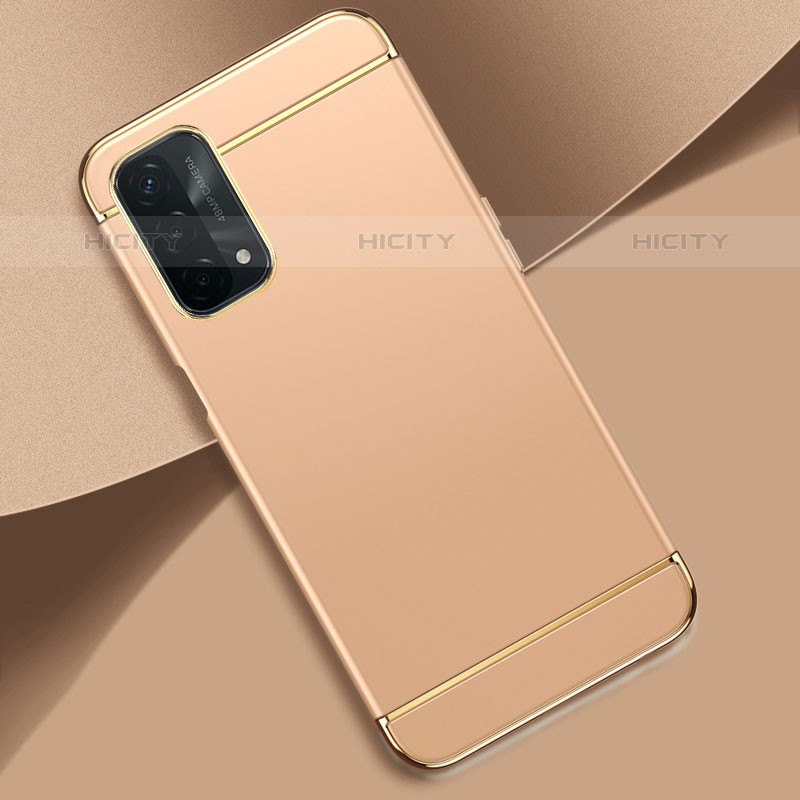 Schutzhülle Luxus Metall Rahmen und Kunststoff Schutzhülle Tasche P02 für Oppo A93 5G Gold Plus