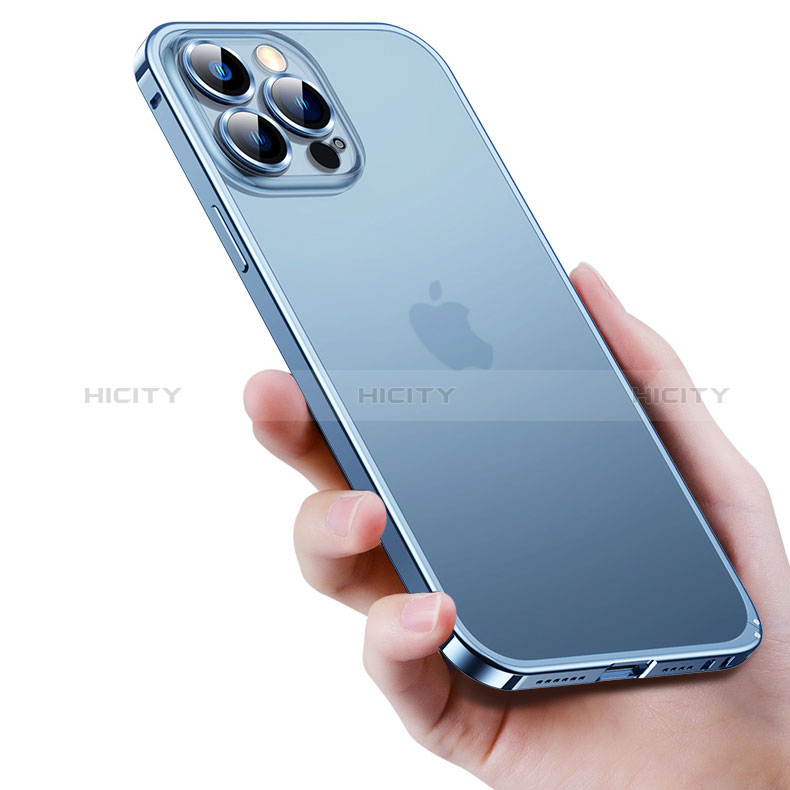 Schutzhülle Luxus Metall Rahmen und Kunststoff Schutzhülle Tasche QC3 für Apple iPhone 13 Pro groß