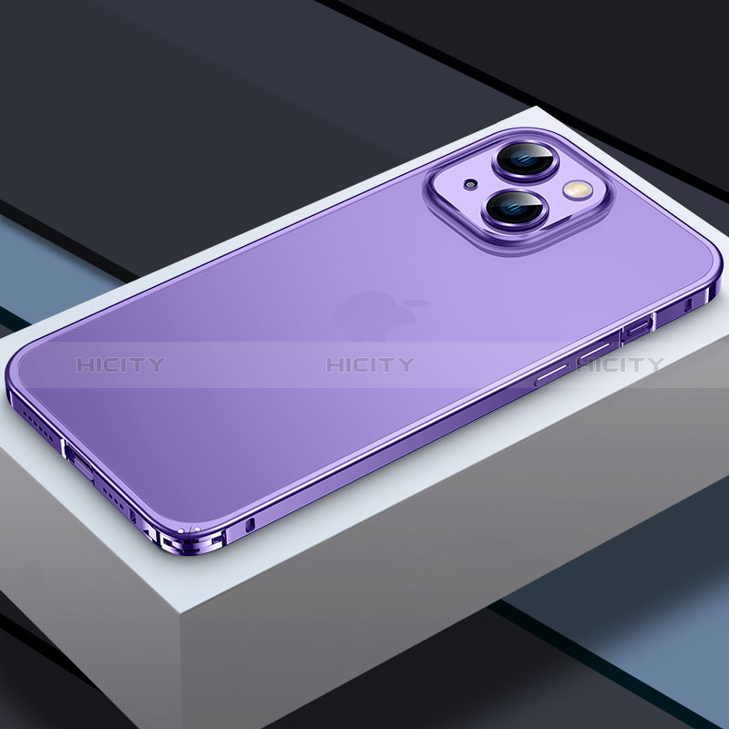 Schutzhülle Luxus Metall Rahmen und Kunststoff Schutzhülle Tasche QC3 für Apple iPhone 13 Violett