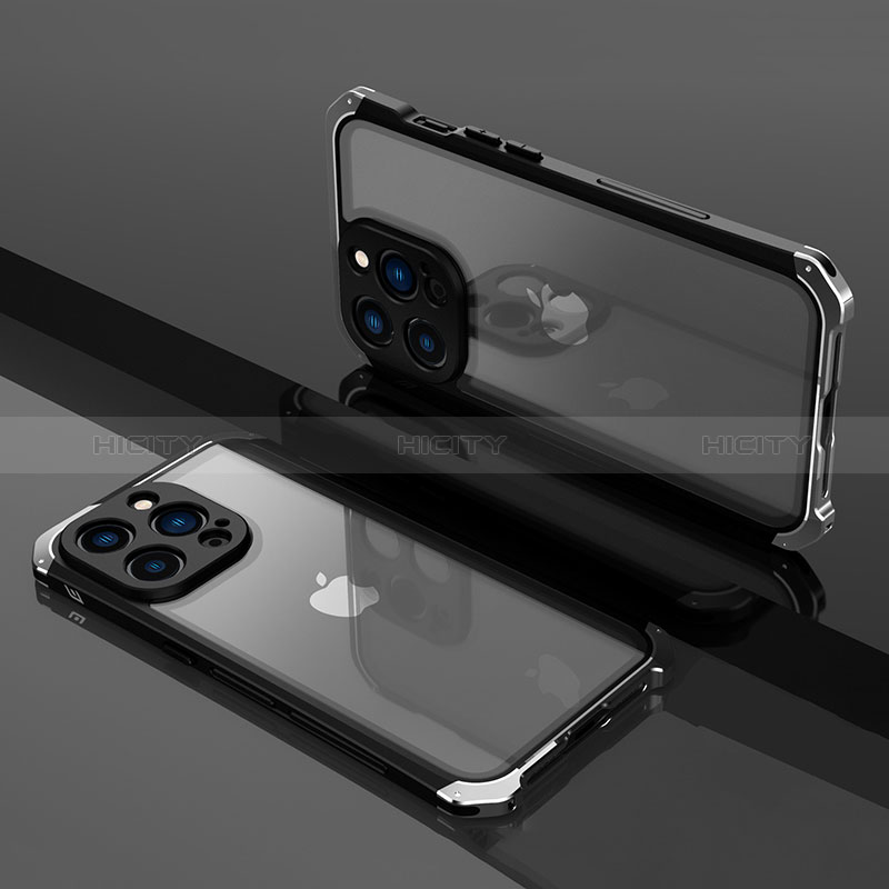 Schutzhülle Luxus Metall Rahmen und Kunststoff Schutzhülle Tasche SQ1 für Apple iPhone 14 Pro Max groß