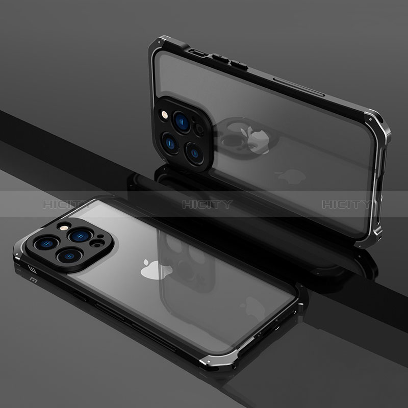 Schutzhülle Luxus Metall Rahmen und Kunststoff Schutzhülle Tasche SQ1 für Apple iPhone 14 Pro Max groß