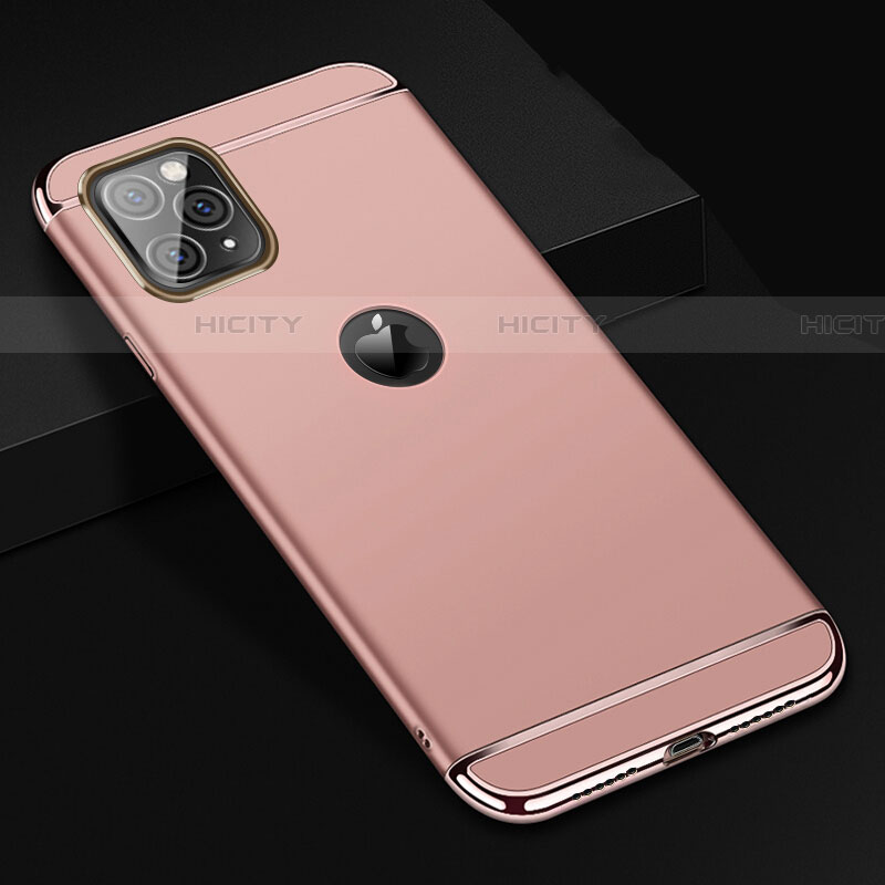 Schutzhülle Luxus Metall Rahmen und Kunststoff Schutzhülle Tasche T01 für Apple iPhone 11 Pro Max Rosegold