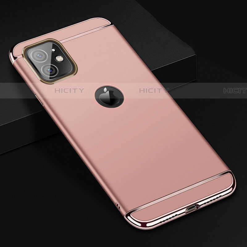 Schutzhülle Luxus Metall Rahmen und Kunststoff Schutzhülle Tasche T01 für Apple iPhone 11 Rosegold