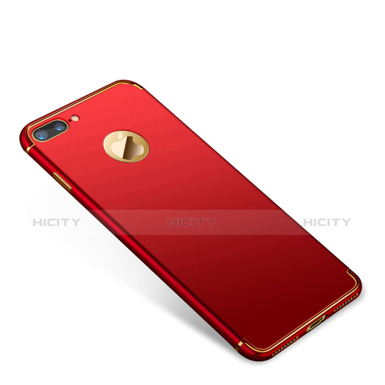 Schutzhülle Luxus Metall Rahmen und Kunststoff Schutzhülle Tasche T01 für Apple iPhone 8 Plus Rot Plus